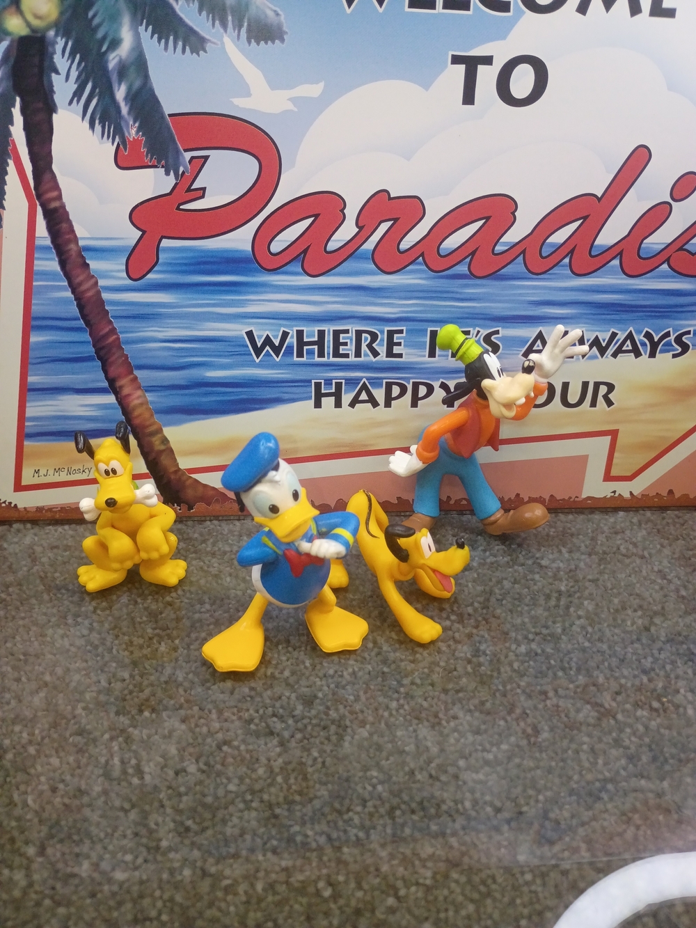 Disney Characters Lot Of 4 Goofy Donald And Two Pluto's